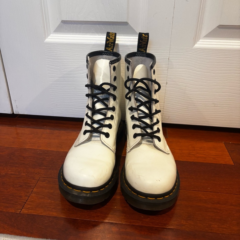 Women’s White Doc Marten Lace-up Boots